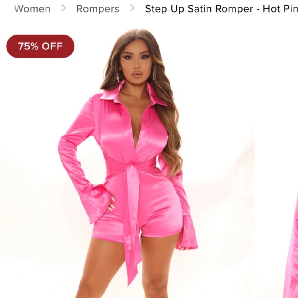 Step up satin romper hot pink brand new with tags size xs